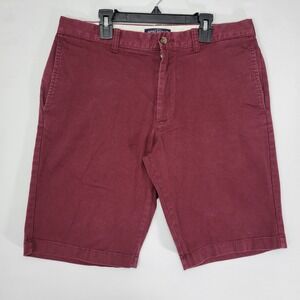 J.Crew Mercantile Flex Men's Chino Shorts Flat Front Burgundy Size 32‎ / 10" in
